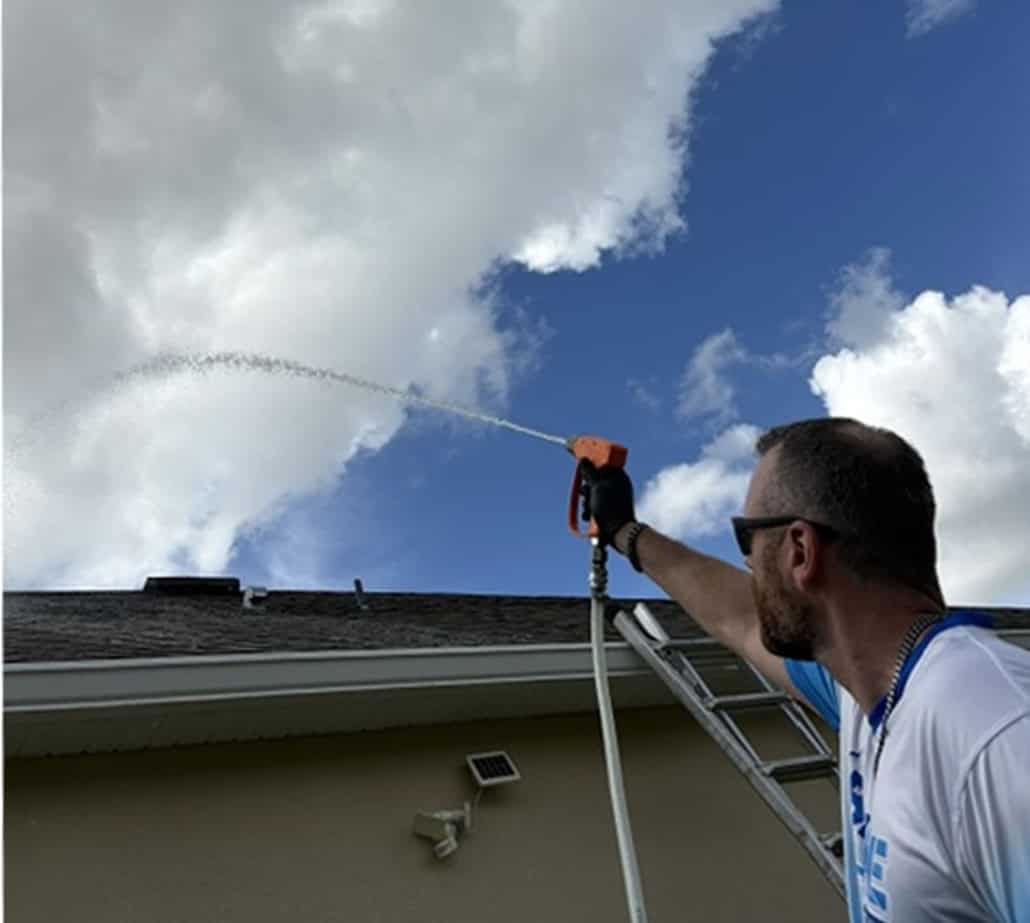 Soft wash roof cleaning